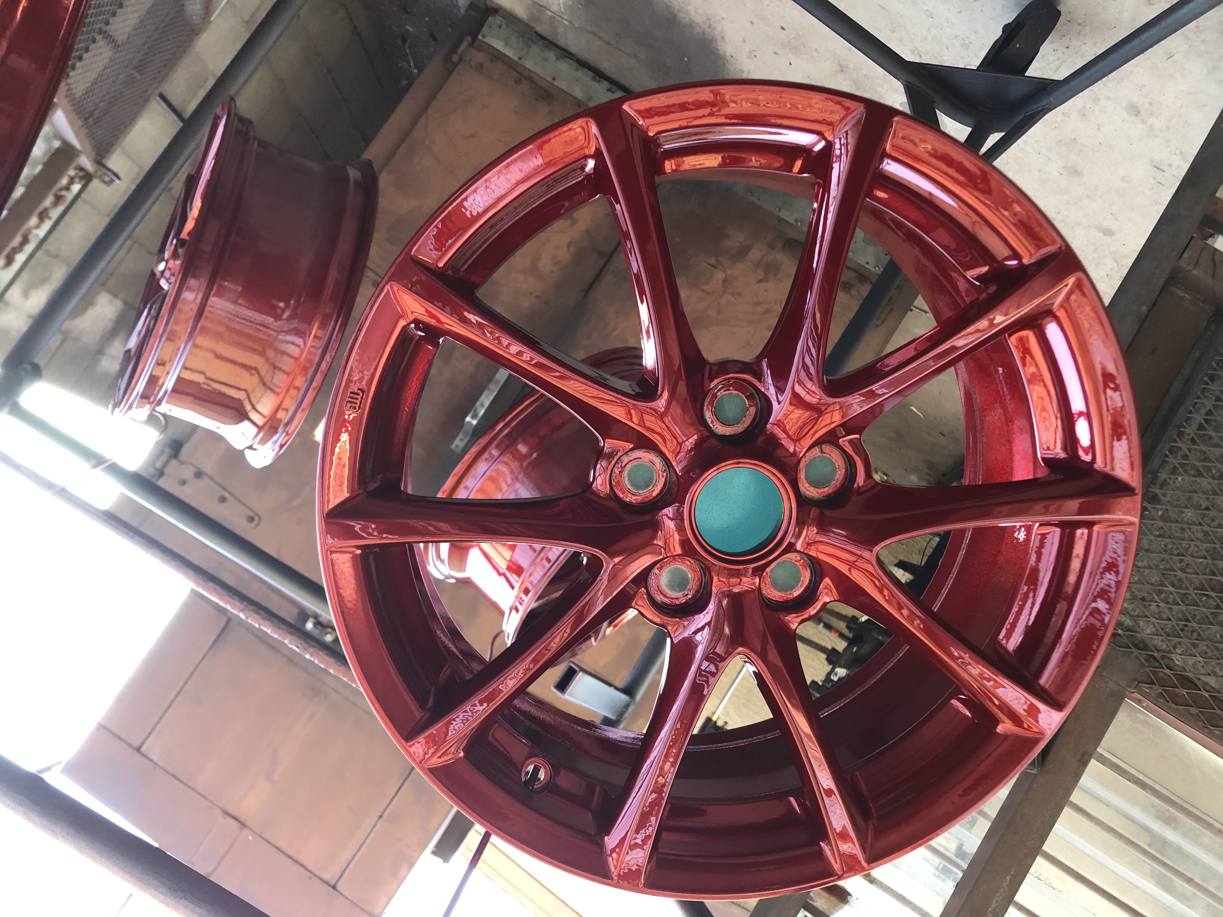 Custom Wheels done in Lollypop Red | Prismatic Powders