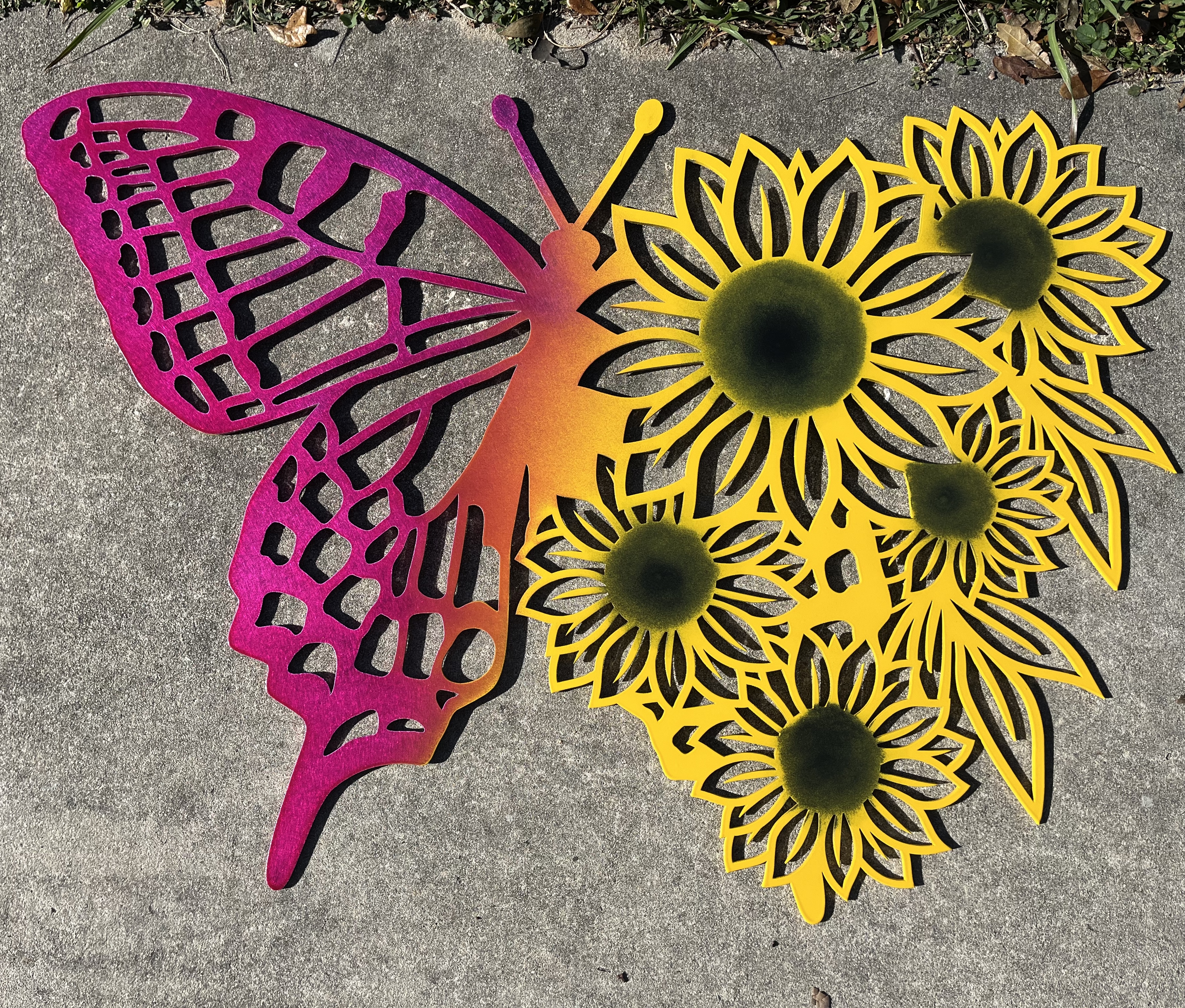 Butterfly Art done in a Racing Raspberry, Silk Satin Black and School ...