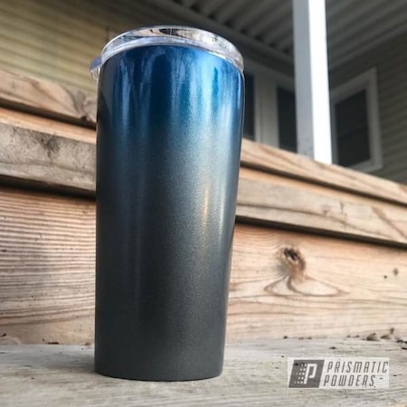 Powder Coating: Peeka Blue PPS-4351,Tumbler,Custom Tumbler Cup,Mega Grey PMB-6831