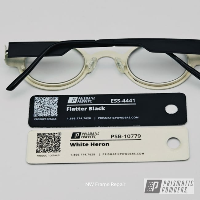 Eyeglasses Powder Coated In Flatter Black And White Heron