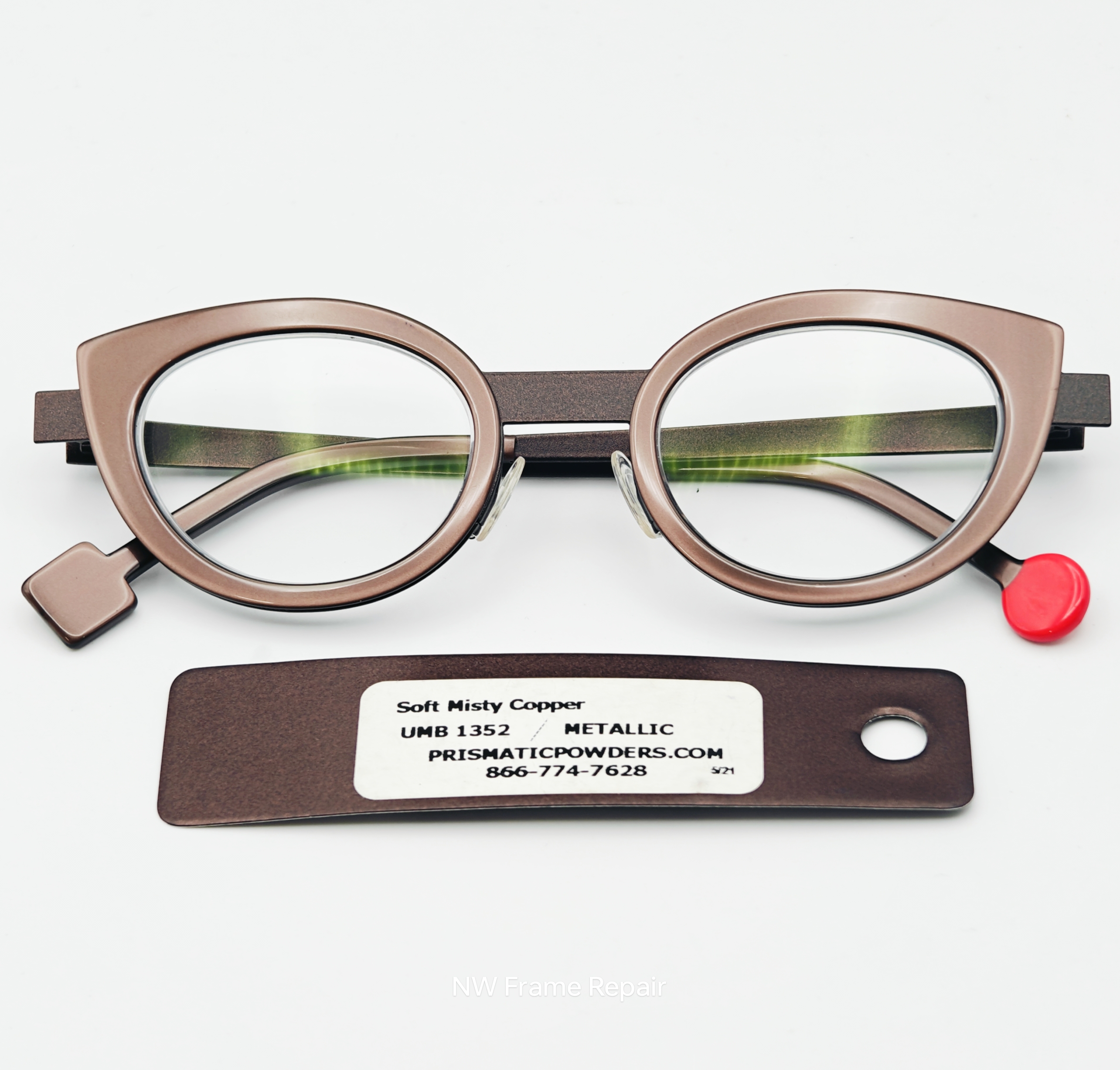 Copper Color Spectacles Eyeglasses coated with Soft Misty Copper | Prismatic Powders