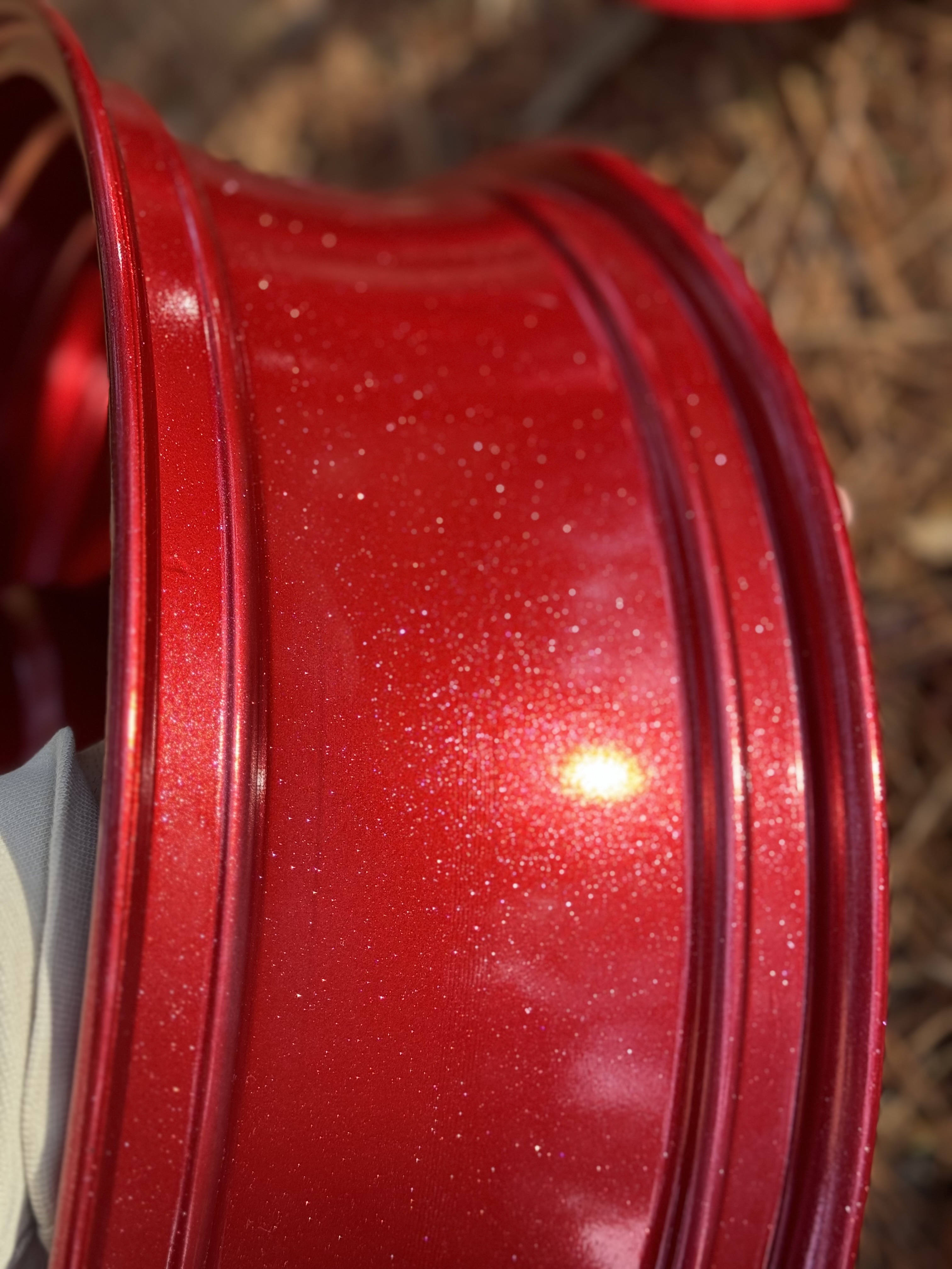 Red Motorcycle Rims Motorcycle Wheels finished with Racing Red | Prismatic Powders