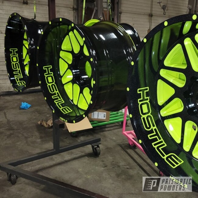 High Gloss Black And Chartreuse Sherbert Hostile Wheels