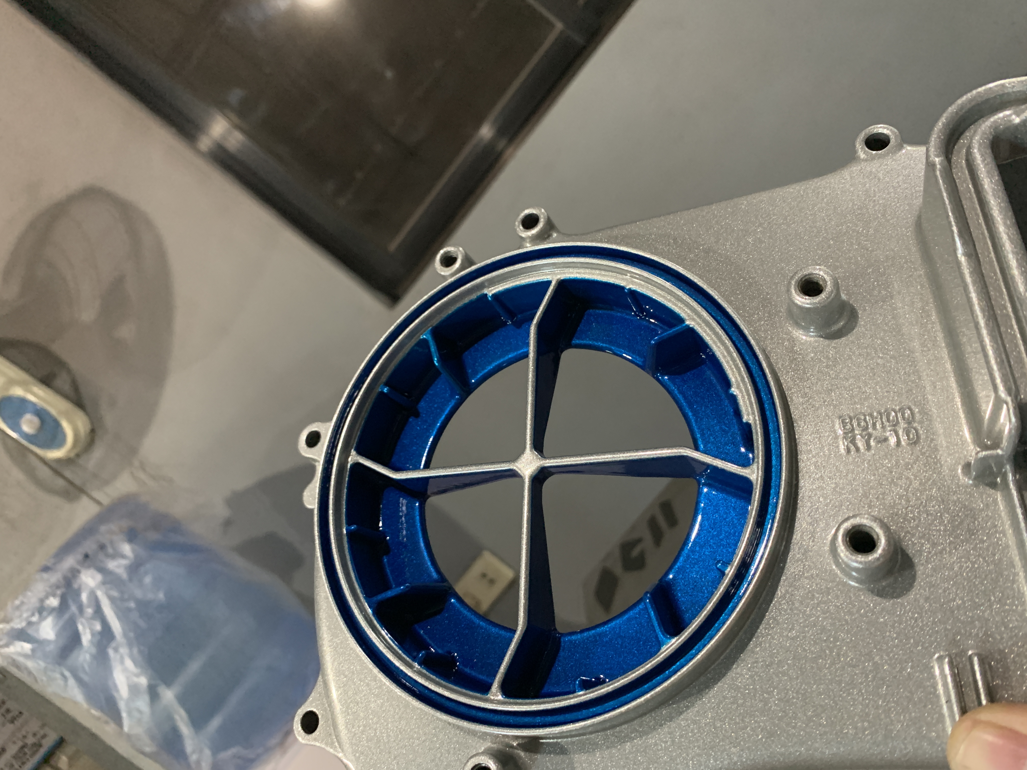 Project coated in a Alien Silver, Clear Vision and Anodized Blue Finish ...