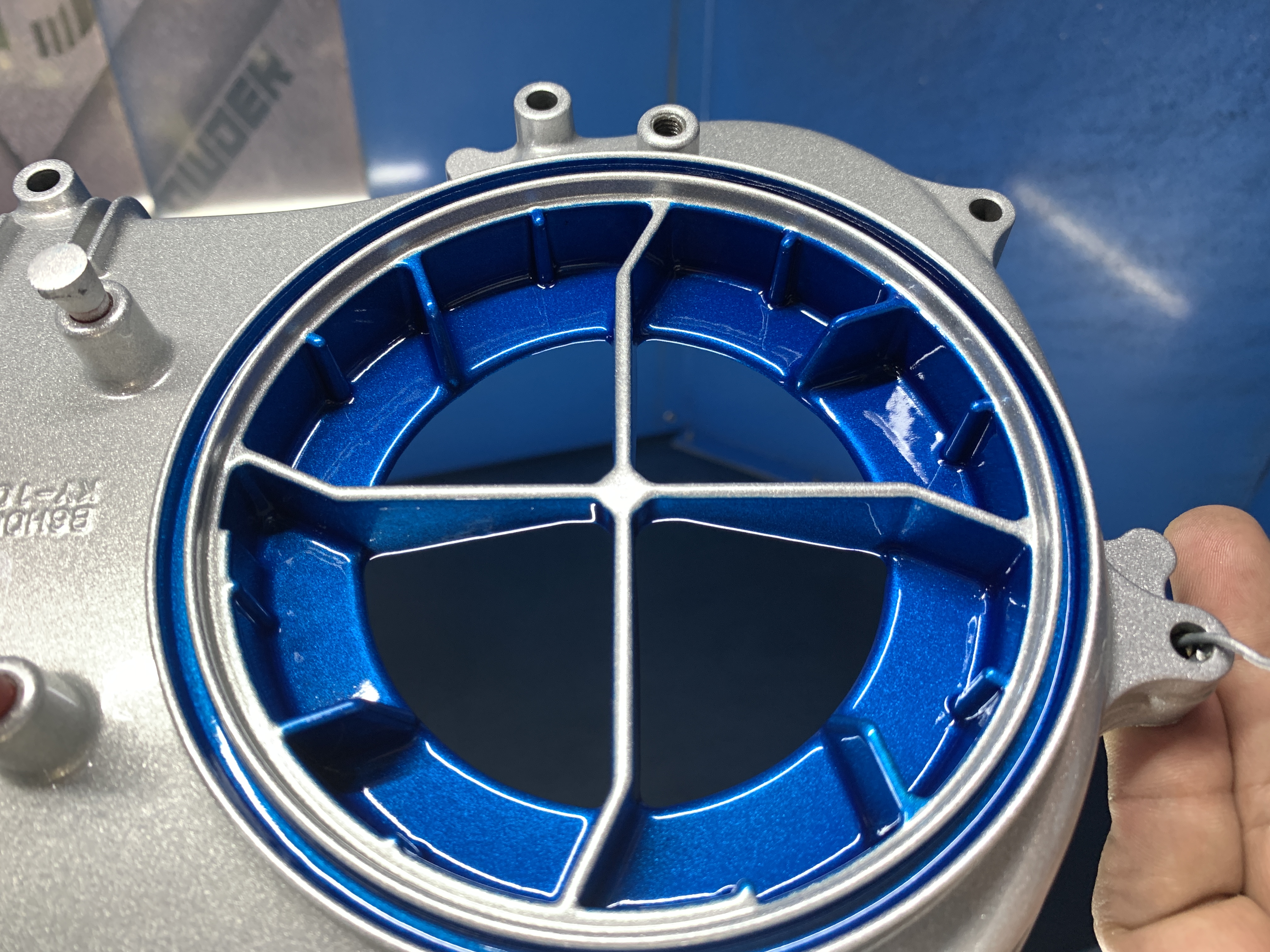 Project coated in a Alien Silver, Clear Vision and Anodized Blue Finish ...