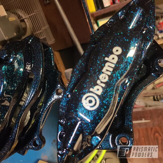 Calipers Powder Coated In High Gloss Black, Ink Black And Chameleon Sapphire Teal