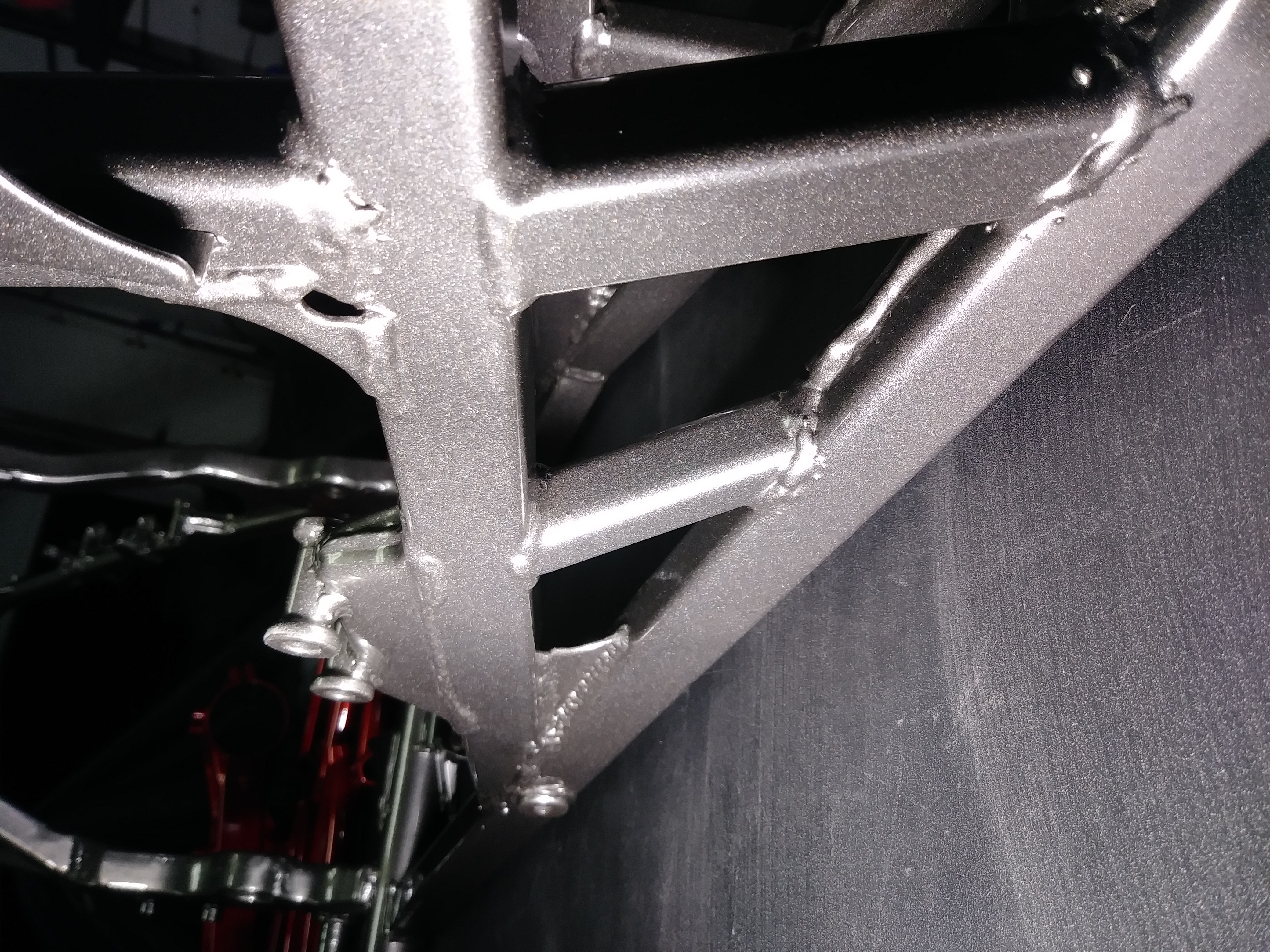 Motorcycle Frame done in Clear Vision and Mocha Steel | Prismatic Powders