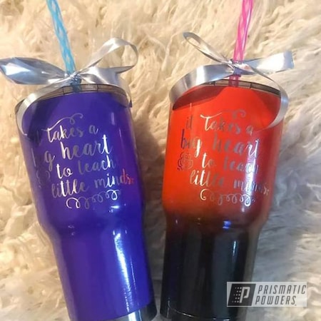 Powder Coating: Ink Black PSS-0106,Custom Tumbler Cups,Custom Cups,Crimson Purple PMB-2054,30oz Tumbler,Powder Coated Cup,Chevy Orange PSS-0163