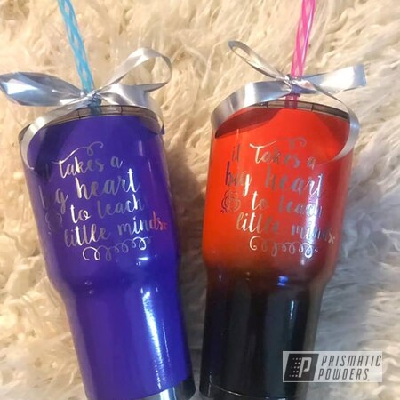 Powder Coating: Ink Black PSS-0106,Custom Tumbler Cups,Custom Cups,Crimson Purple PMB-2054,30oz Tumbler,Powder Coated Cup,Chevy Orange PSS-0163