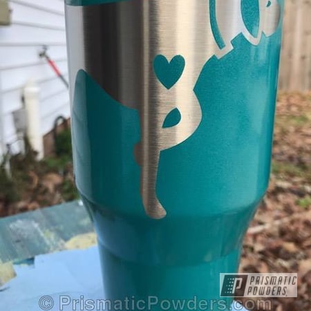 Powder Coating: Fairy Dust Teal PMB-2703,Pointer Tumbler,Tumbler,Miscellaneous,Dog Theme Design,Custom Powder Coated Cup