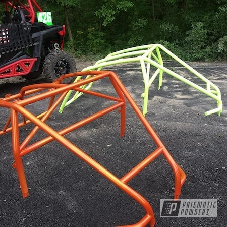 Powder Coating: Roll Cages,Polaris,Clear Vision PPS-2974,Illusion Orange PMS-4620,Neon Yellow PSS-1104,UTV
