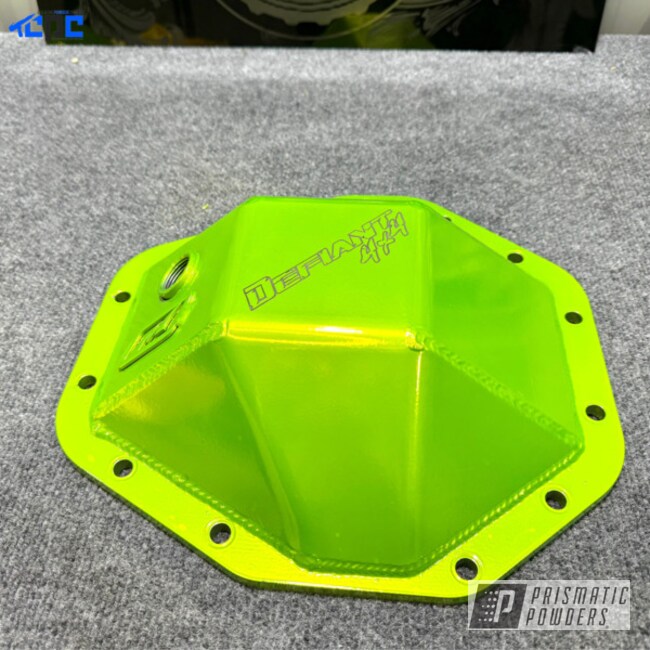 Custom "shocker Yellow Over Super Chrome Plus With Engraving" Rear Differential Covers