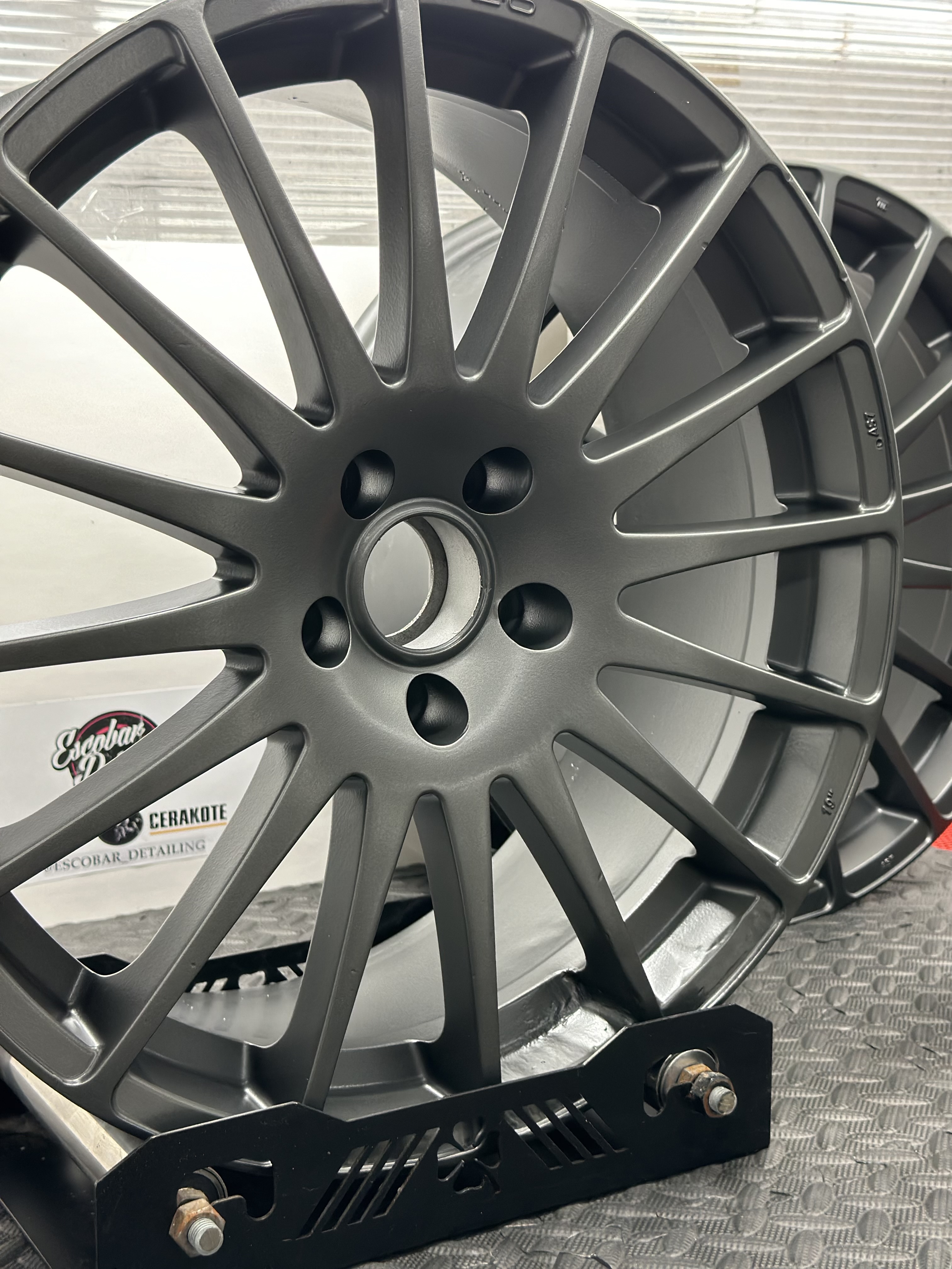 Powder Dipped Rims Custom Wheels coated with Forged Charcoal and Matte Clear | Prismatic ...