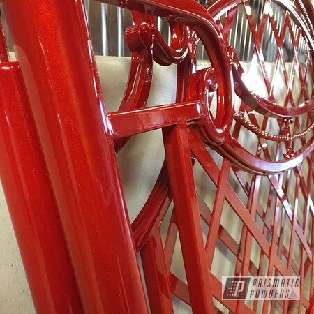 Powder Coating: Clear Vision PPS-2974,Custom Powder Coated Bedroom Furniture,Bed Frame,Furniture,Illusion Red PMS-4515