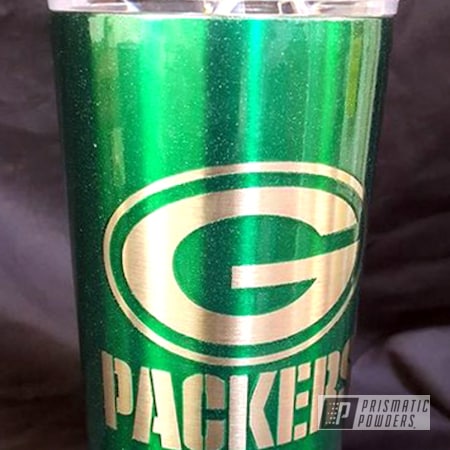 Powder Coating: Football Theme,Green Bay Packers Thermo Cup,Powder Coated Mossy Oak Cup,Ash Green PPB-2655,NFL,Miscellaneous
