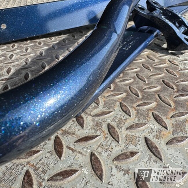 Suspension Parts Powder Coated In Silver Sparkle And Misty Blue