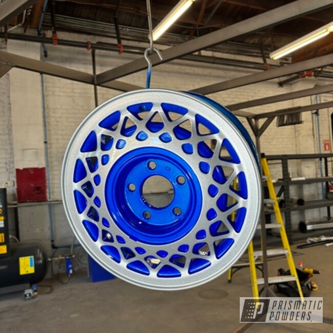 Custom Wheels Powder Coated In Clear Vision, Alien Silver And Illusion Smurf