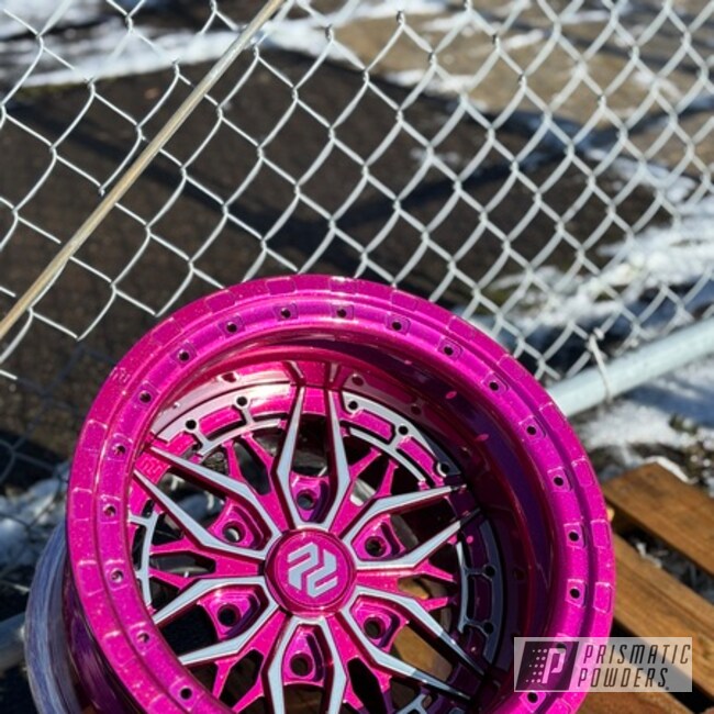 Custom Wheels Powder Coated In Racing Raspberry, Super Chrome Plus And Jr Rockstar Sparkle