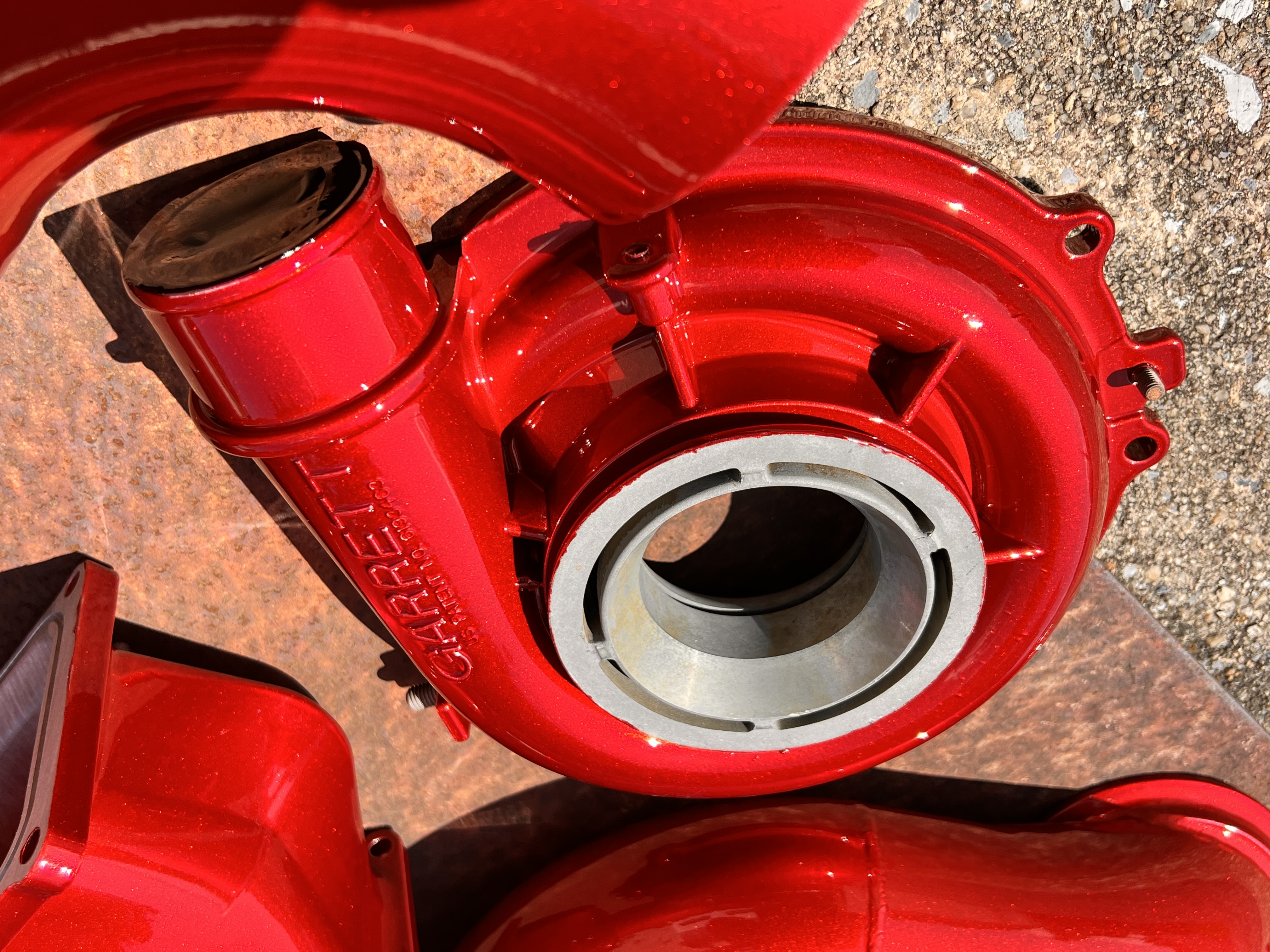 Turbo Kit Parts done in Alien Silver and Lollypop Red | Prismatic Powders