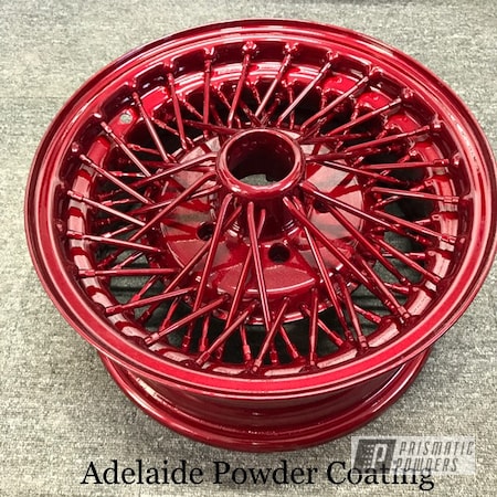 Powder Coating: Clear Vision PPS-2974,red wheels,Automotive,Illusion Red PMS-4515,Wheels