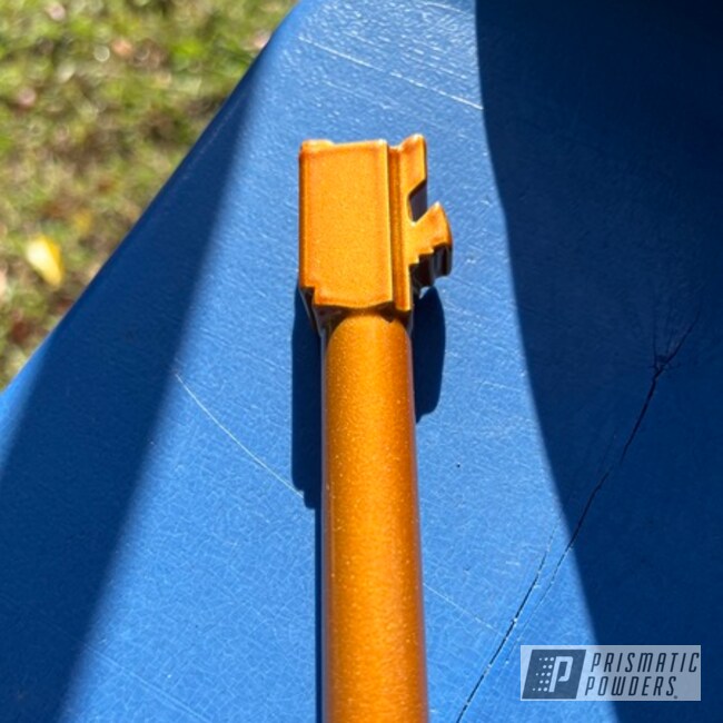 Handgun Barrel Powder Coated In Candy Gold