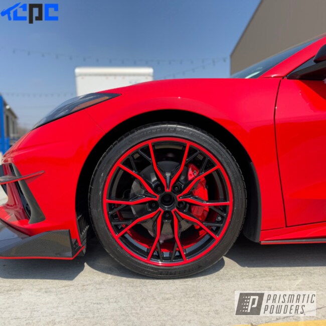 Custom "chevy Torch Red" And "gloss Black" Rims