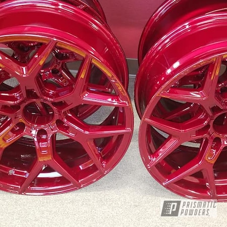 Powder Coating: 20" Aluminum Wheels,Illusion Powder Coating,Two Stage Application,Custom Rims,Illusion Cherry PMB-6905,Clear Vision PPS-2974,Automotive,Wheels