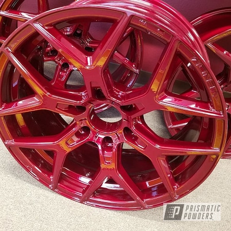 Powder Coating: 20" Aluminum Wheels,Illusion Powder Coating,Two Stage Application,Custom Rims,Illusion Cherry PMB-6905,Clear Vision PPS-2974,Automotive,Wheels