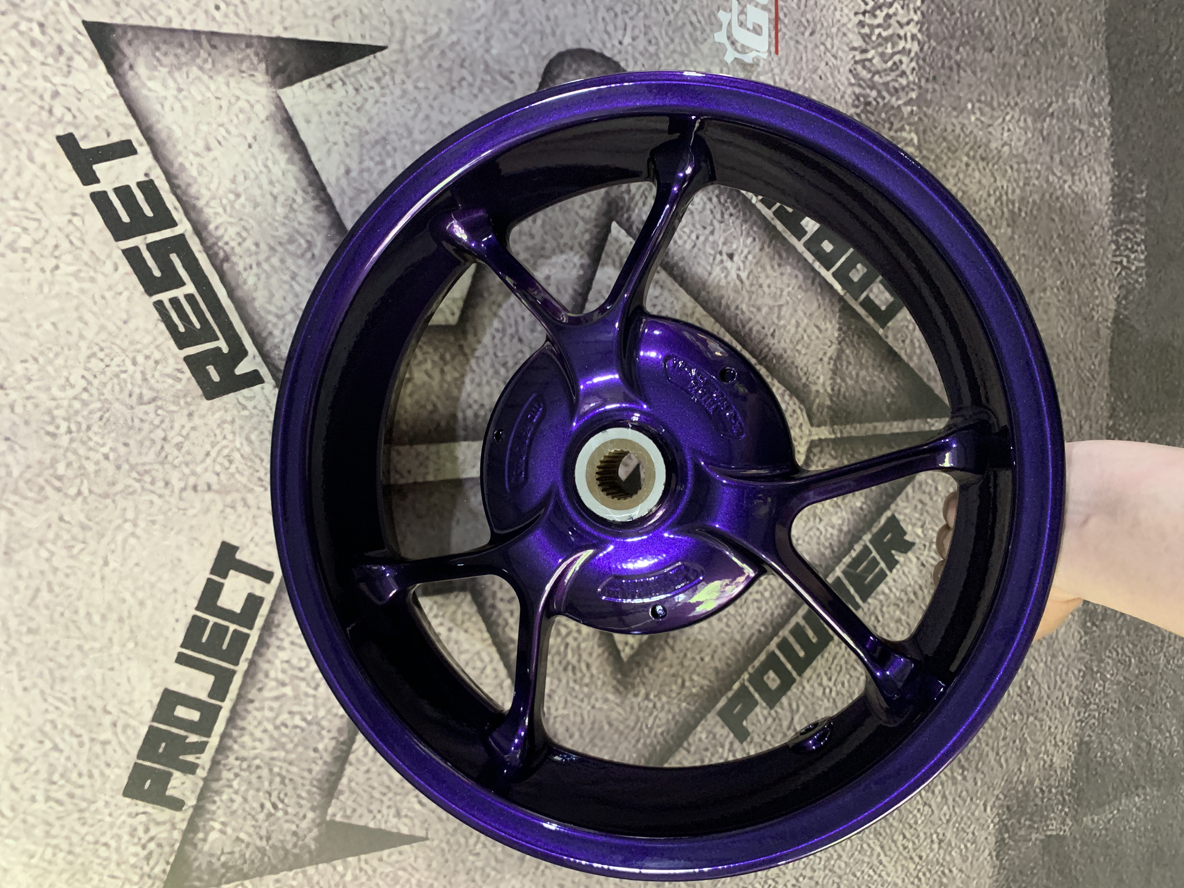 Purple Motorcycle Rims Motorcycle Wheel done in a Clear Vision and Extreme Purple Finish ...