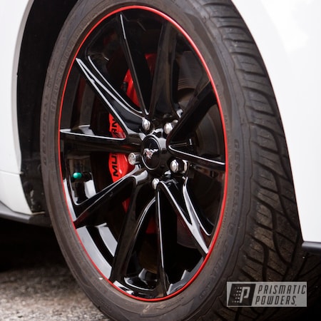 Powder Coating: Ink Black PSS-0106,Custom Brake Calipers,Mustang,Ford,Very Red PSS-4971,Ford Mustang,Powder Coat Wheels,Automotive,Brake Calipers