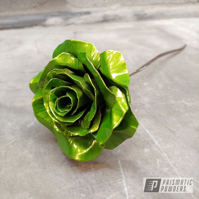Powder Coated Green Metal Rose