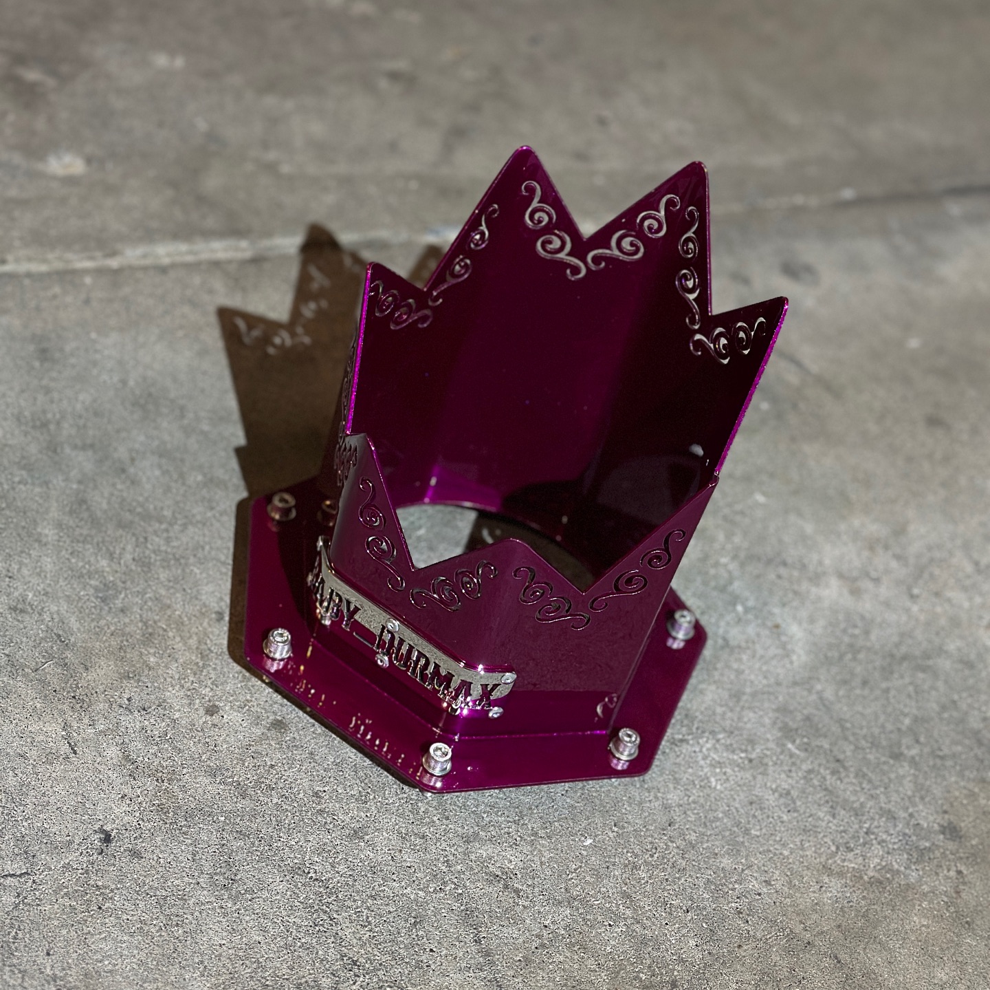 Illusion Raspberry Car Spiked NSB hood stack coated in Illusion Raspberry with Polished Emblem ...