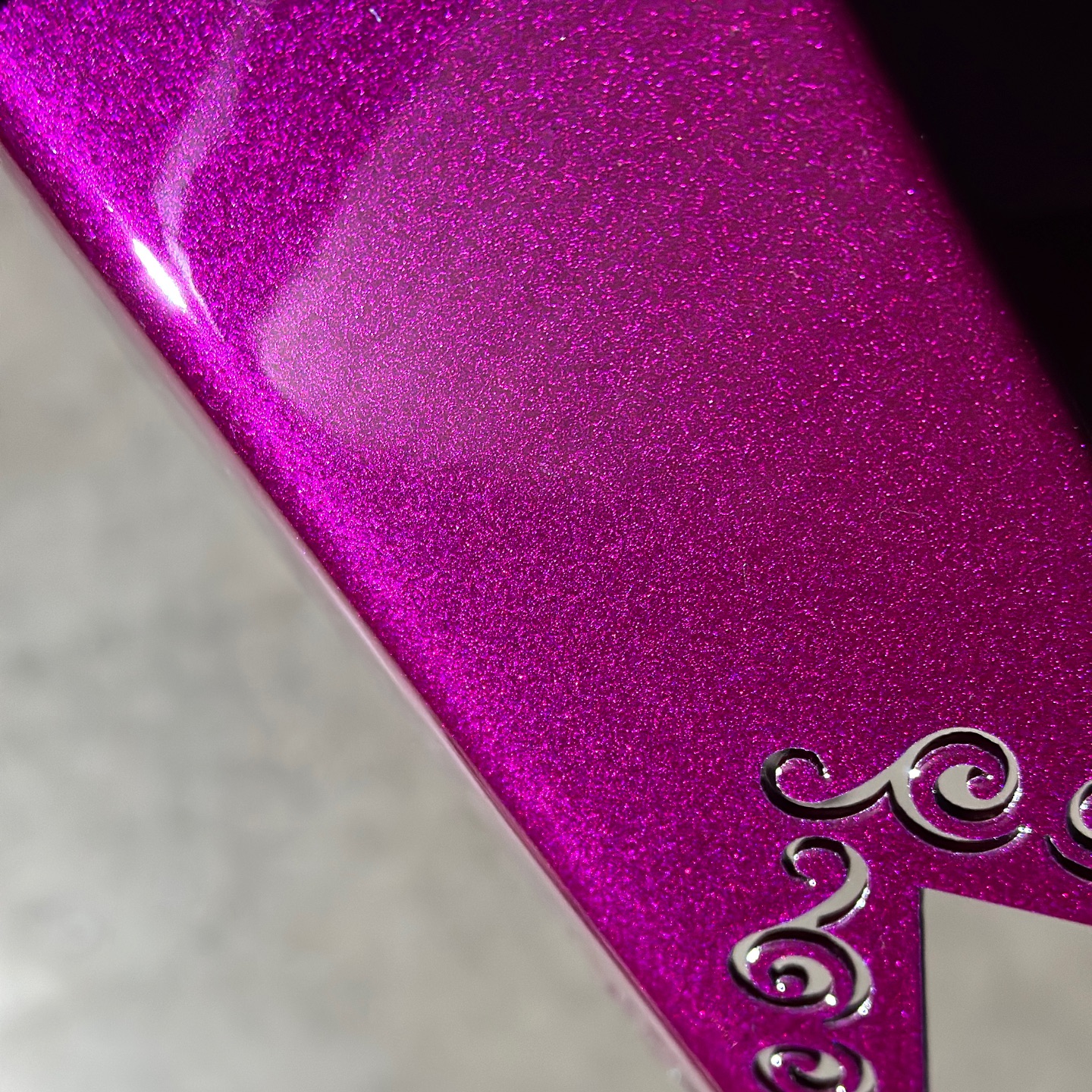 Candy Raspberry Powder Coat Spiked NSB hood stack coated in Illusion Raspberry with Polished Emblem ...