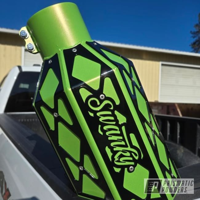Swanky Mfg Overlay Octagon Exhaust Tip Bright Lime Green X High Gloss Black
