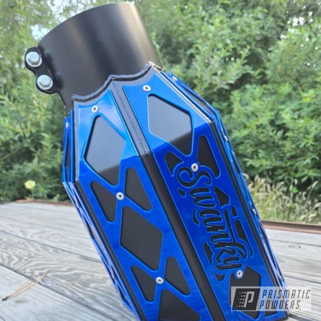 Swanky Mfg Overlay Octagon Exhaust Tip Stone Black X Illusion Blueberry