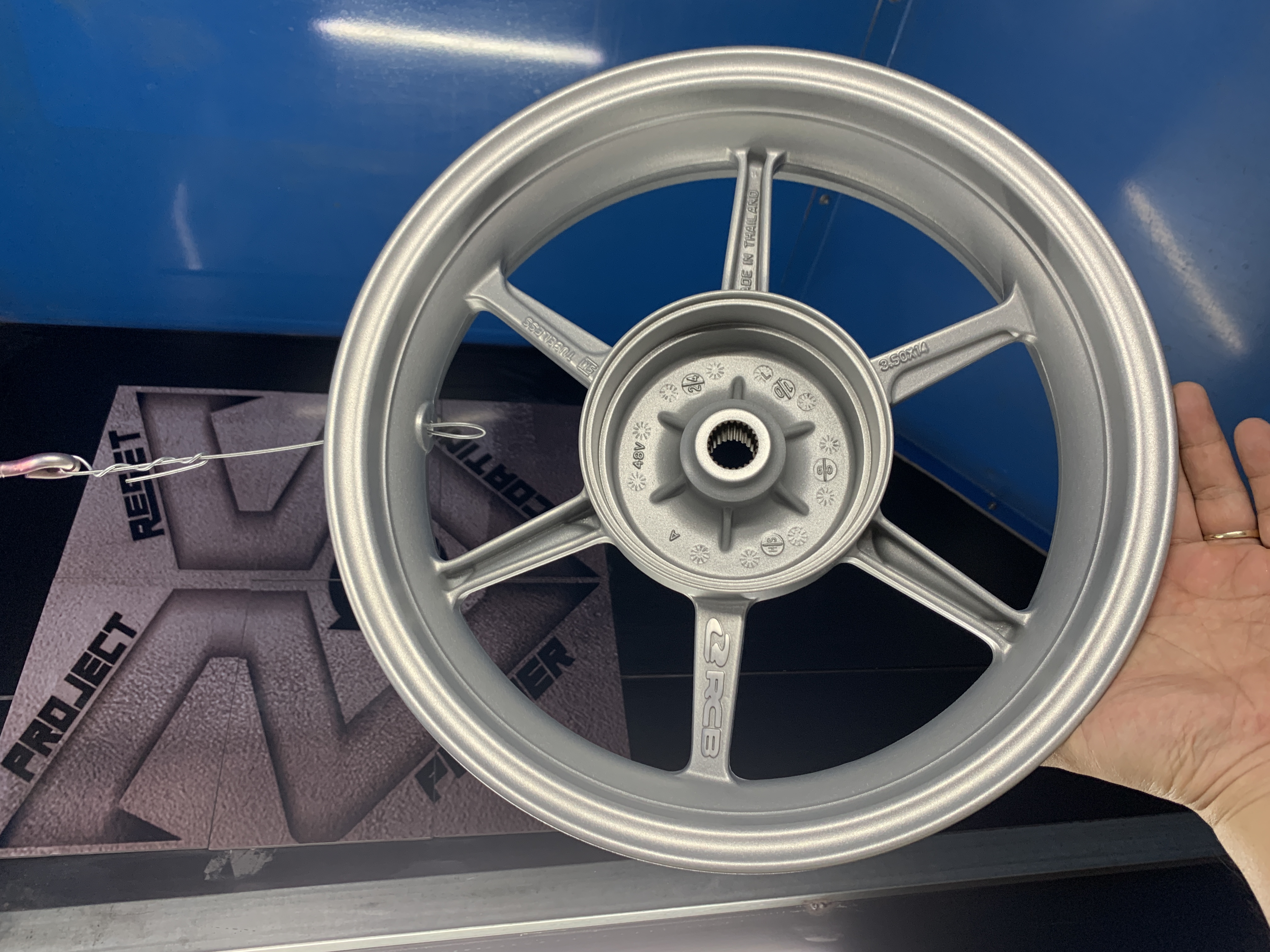 Motorcycle Wheels coated in a Alien Silver and Soft Clear Finish ...