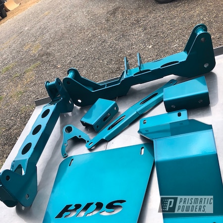 Powder Coating: BDS Suspension,liftkit,Heavy Silver PMS-0517,Clear Vision PPS-2974,Truck Lift,Automotive,powder coated,HAWAIIAN TEAL UPB-1736