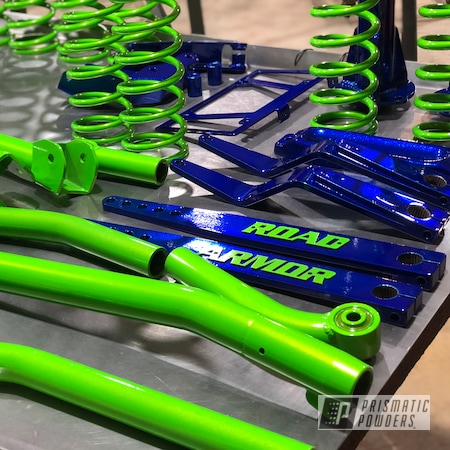 Powder Coating: Automotive,Clear Vision PPS-2974,LOLLYPOP BLUE UPS-2502,Lime Juice Green PMB-2304,Lift Kit,Rebel Off-road,Jeep,Shocker Yellow PPS-4765