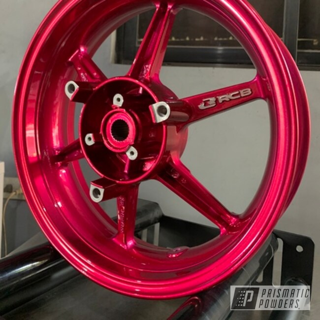 Custom Moto Wheels Powder Coated In Clear Vision And Illusion Pink