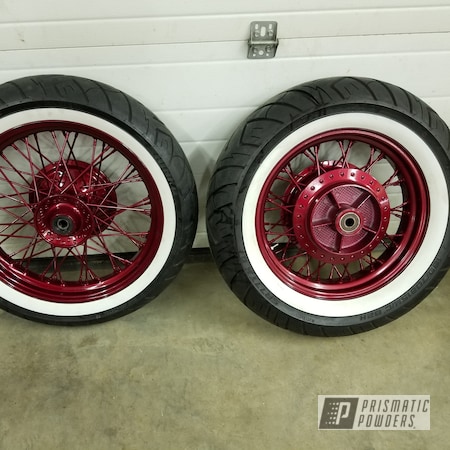 Powder Coating: Motorcycles,Shadow 750 Ace,15”,Illusion Cherry PMB-6905,Clear Vision PPS-2974,Honda,17" Wheels