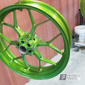 Powder Coated Crabapple Green Motorcycle Wheels