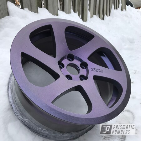 Powder Coating: Wheels,18”,Automotive,Chameleon Violet PPB-5731,Powder Coated 18 Inch Wheels,STEALTH CHARCOAL PMB-6547,Purple wheels
