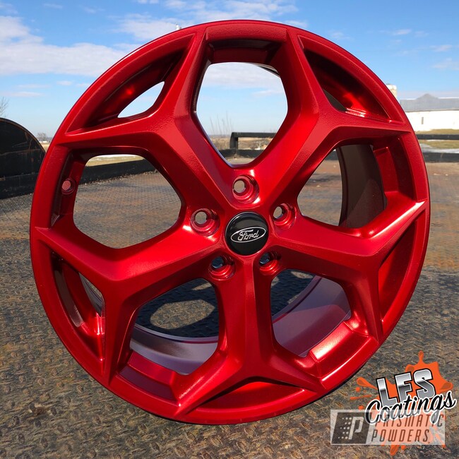 Ford Focus ST Wheels coated in Super Chrome with Anodized Red on Top