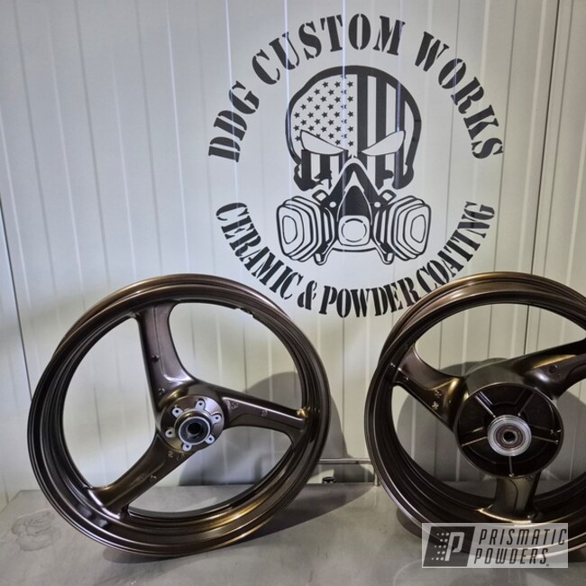 Motorcycle Wheels Powder Coated In Bronze Chrome