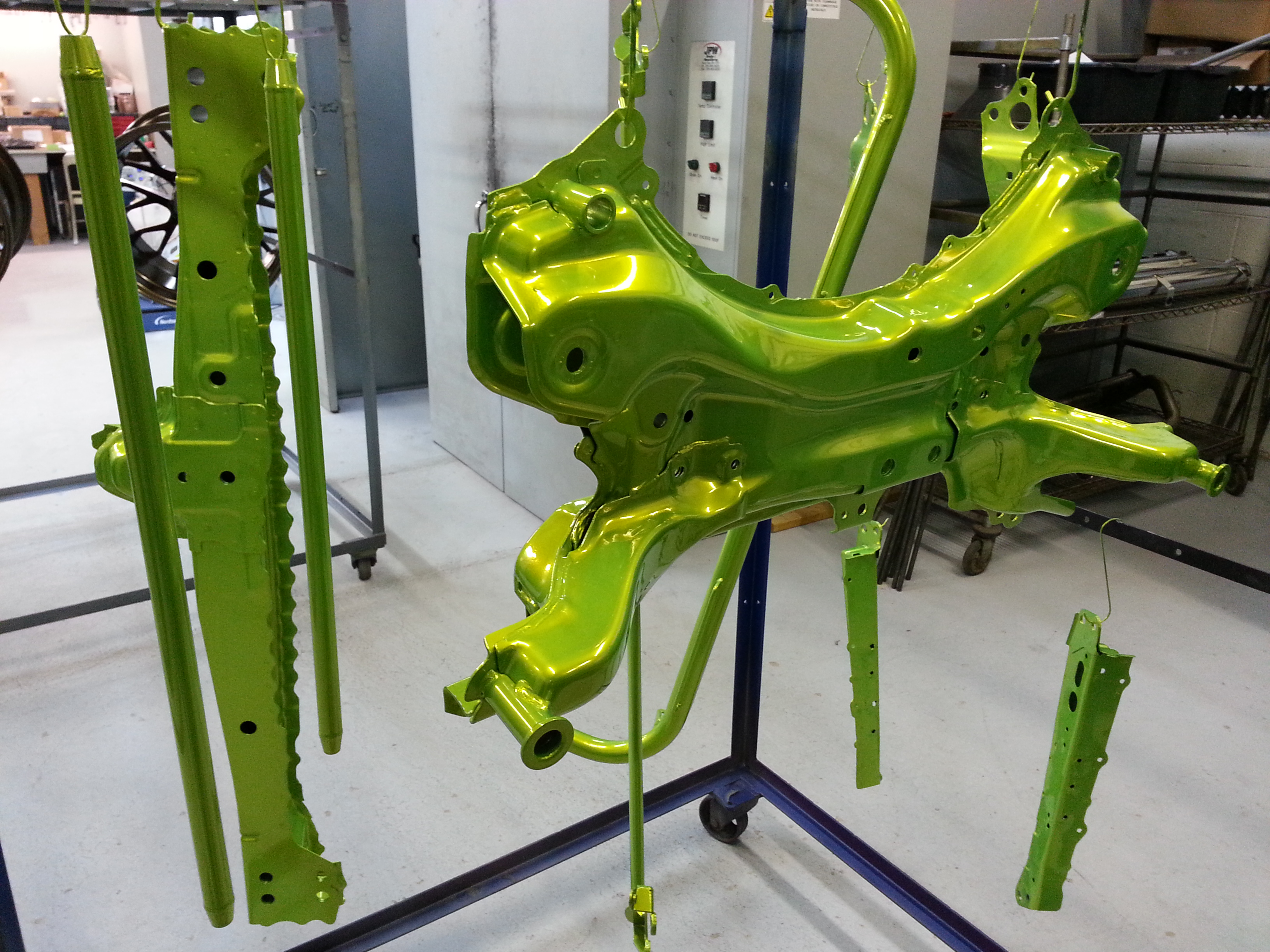 Automotive Subframe done in Shocker Yellow and Super Chrome | Prismatic ...
