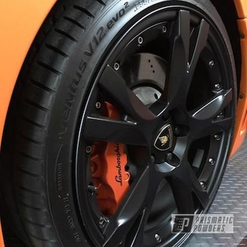 Powder Coated Black And Orange Lamborghini Wheels