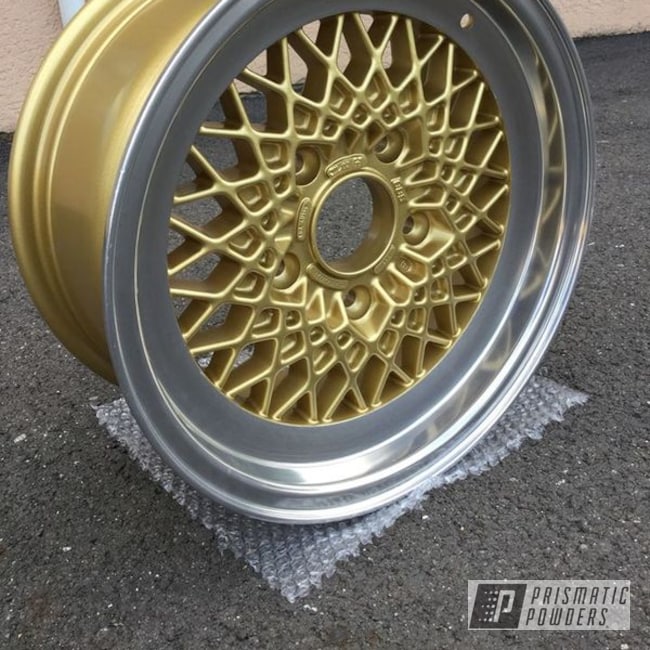 Powder Coated Gold Custom Machine Cut Porsche Wheel