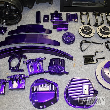 Powder Coating: Illusion Purple PSB-4629,Automotive,Clear Vision PPS-2974,Brake Calipers,Truck Suspension,Leaf Springs,Differential Cover,powder coated,Lifted Truck,Brake Rotors,Hubs