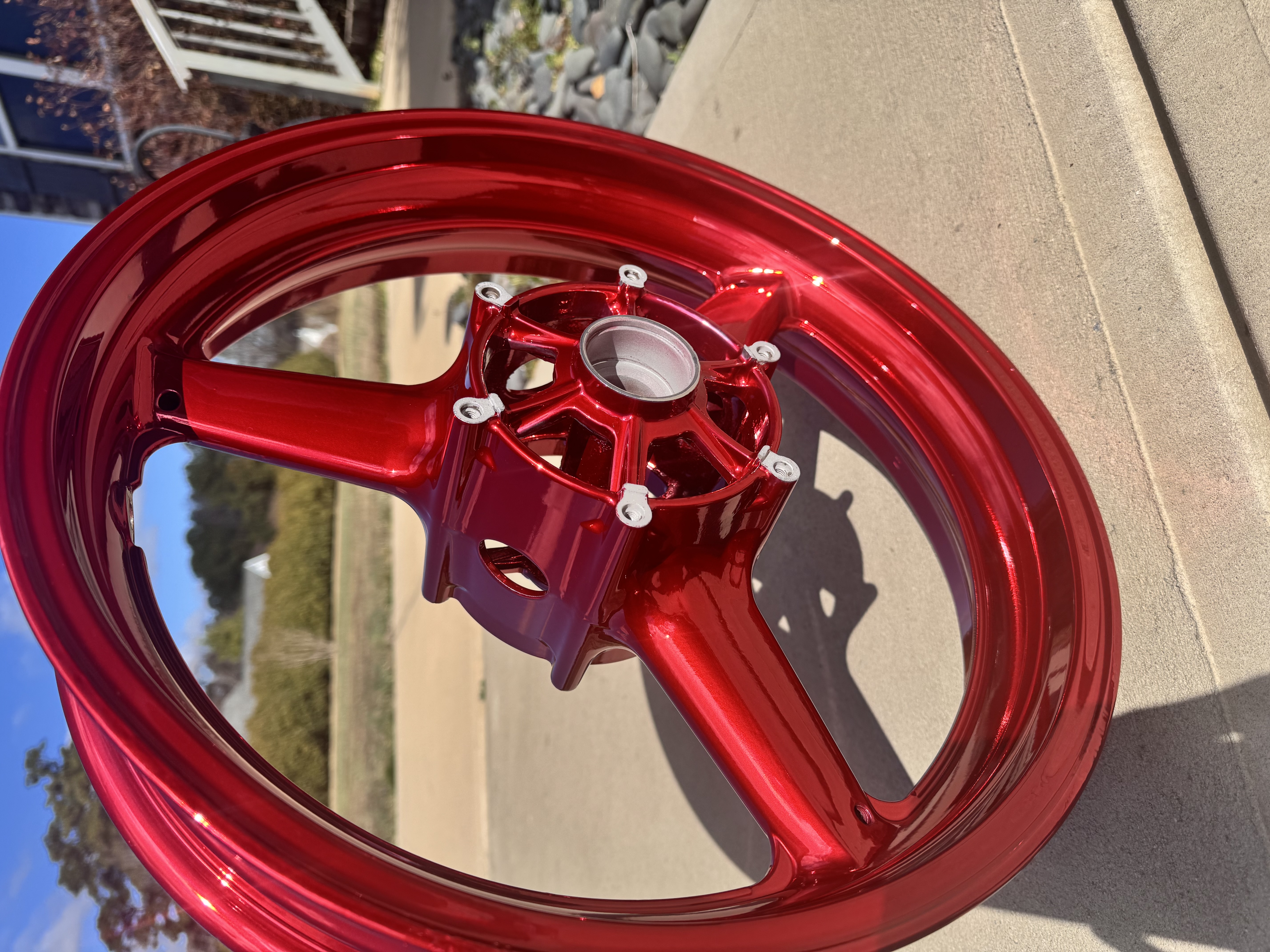 Wheels coated in High Gloss Black, Super Chrome Plus and Deep Red ...