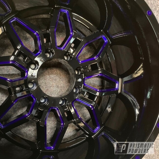 Powder Coated Black And Blue Two Toned 22 Inch Wheels